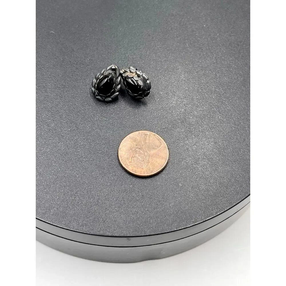 Rb‎ Signed Sterling silver Black Onyx Southwestern Native American Stud earrings